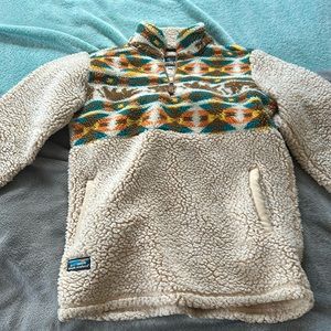 Simply southern small fuzzy multi-colored zip up.